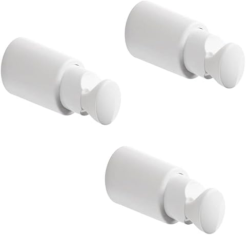 Trois supports muraux blancs en ABS fixant un sèche-serviettes à tubes horizontaux