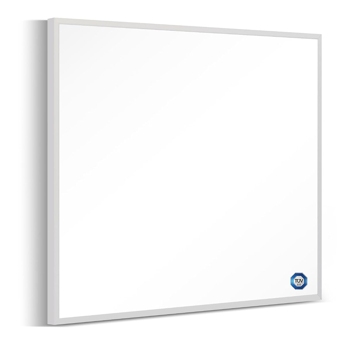 Panneau infrarouge mural blanc FrauSonne installé dans une salle de bains contemporaine.