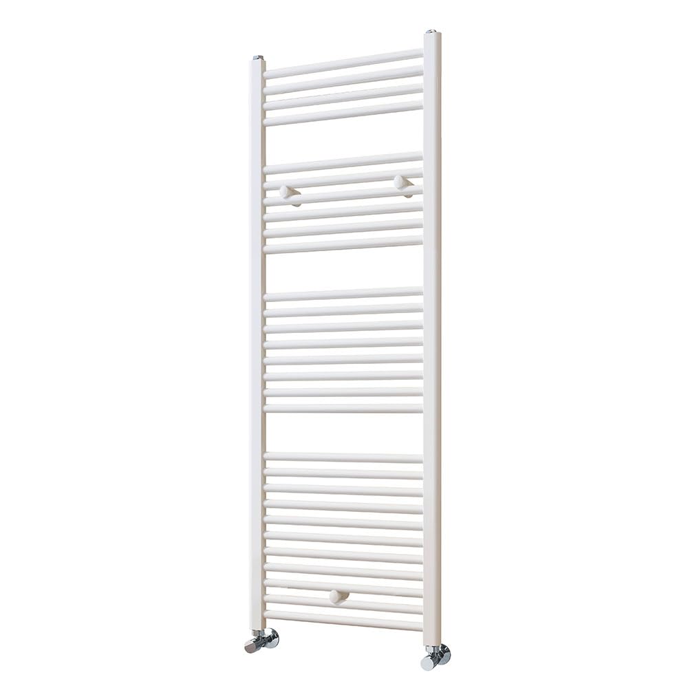 Sèche-serviettes mural blanc à 29 tubes horizontaux dans une salle de bain contemporaine