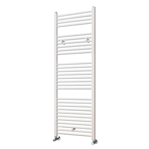 Sèche-serviettes mural blanc à 29 tubes horizontaux dans une salle de bain contemporaine