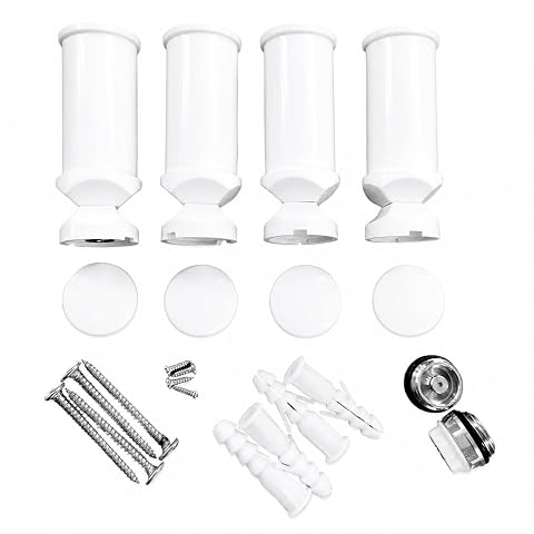 Kit blanc de quatre fixations murales pour sèche-serviettes avec visserie et accessoires