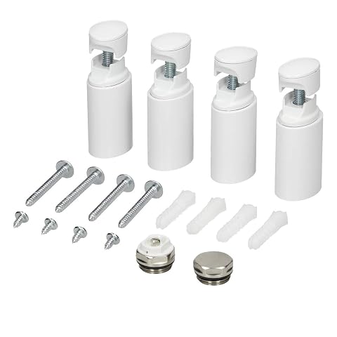Kit blanc de quatre supports muraux et accessoires de fixation pour sèche-serviettes