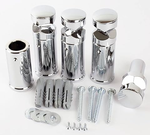 Support en ABS de coloris chrome pour sèche-serviettes plat ou incurvé